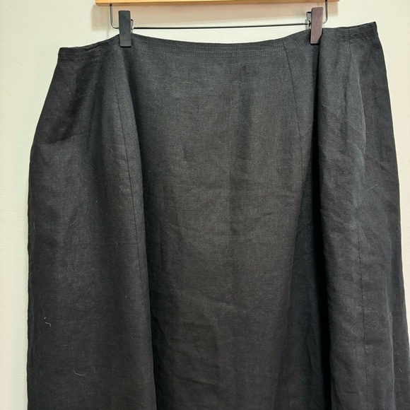 Talbots Black 100% Linen Midi Skirt Size 24 Neutral - Picture 2 of 8